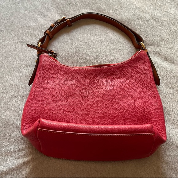 Dooney and Bourke pink pebble leather with a camel colored smooth leather strap - Picture 2 of 15